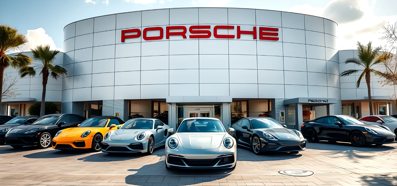 Porsche Dealership with Porsche Cars